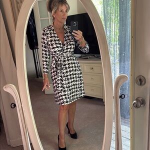 Elegant Black and White Houndstooth Dress